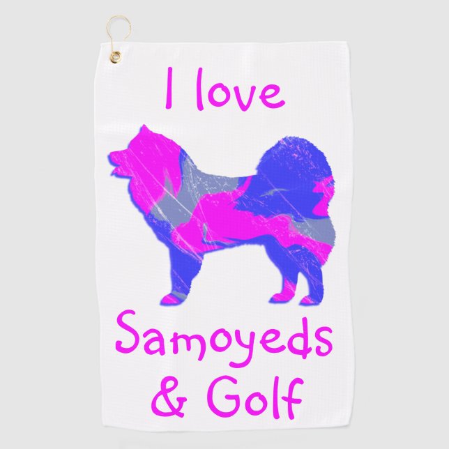 Niedlich Pink-Dose-Monogramm der  Silhouette Golfhandtuch (Vorderseite)