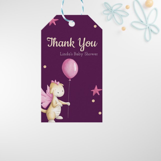 Niedlich Pink Dragon Baby Dusche Vielen Dank Geschenkanhänger (Von Creator hochgeladen)