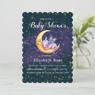 Niedlich Pink Dragon Galaxy Girl Babydusche Einladung
