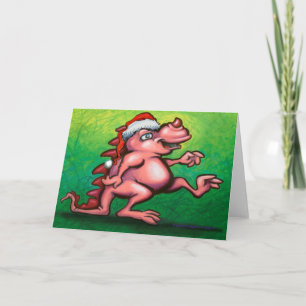 Niedlich Pink Dragon Weihnachtskarte Feiertagskarte