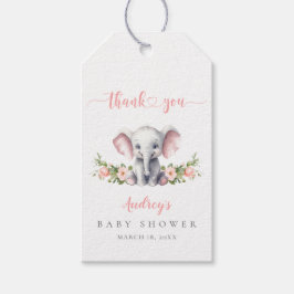 Niedlich Pink Elephant Baby Girl Dusche Vielen Dan Geschenkanhänger