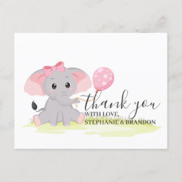 Niedlich Pink Elephant Ballon Danke Karte