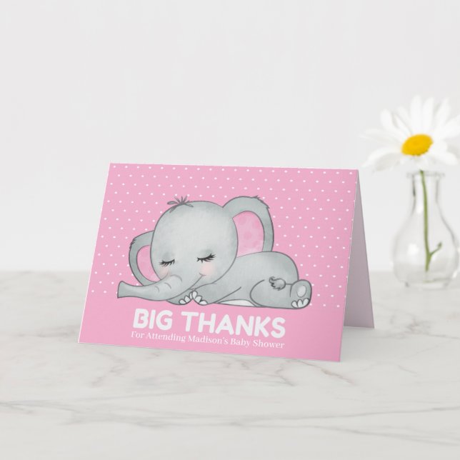 Niedlich Pink Elephant Big Vielen Dank an Card Karte (Kleine Pflanze)