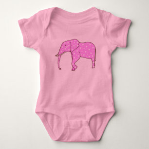 Niedlich Pink Elephant White Polka Dots Baby Shirt