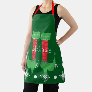 Niedlich Pink Elf Name Snowflakes Weihnachten Schürze