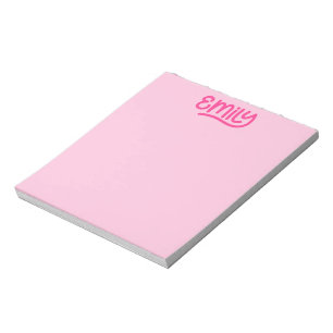 Niedlich Pink Emily Handwriting Typografy Notizblock