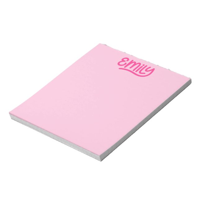 Niedlich Pink Emily Handwriting Typografy Notizblock (Rotiert)