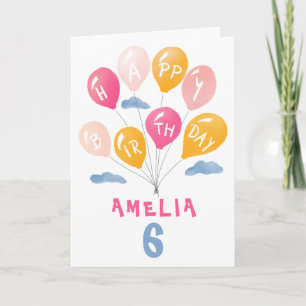 Niedlich Pink farbenfrohe Balloons Girl Birthday Karte