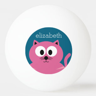 Niedlich Pink Fat Cat - Blue Background Tischtennisball