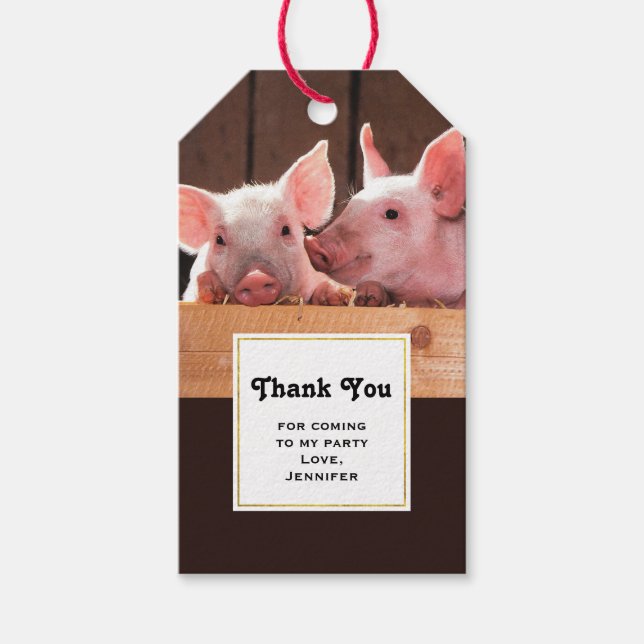 Niedlich Pink Ferkel Tierfotos Danke Geschenkanhänger (Vorderseite)