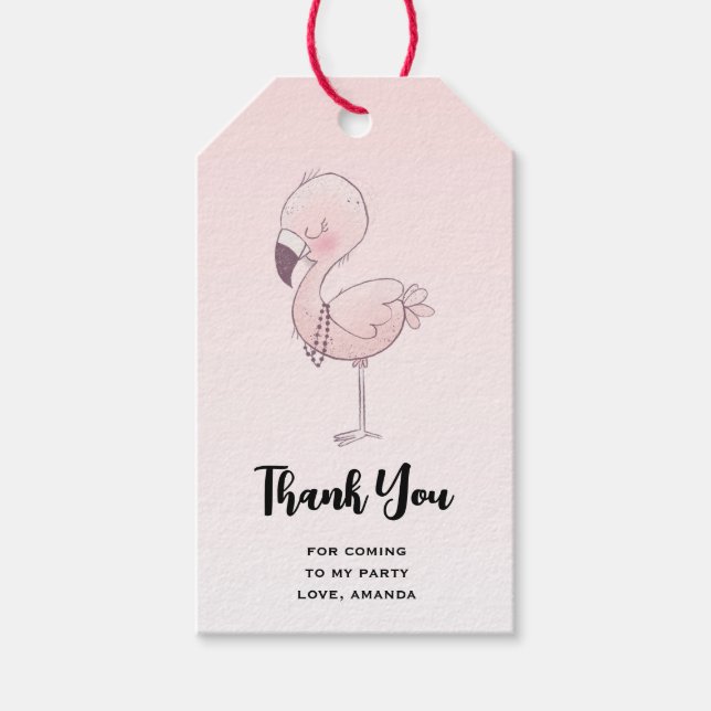 Niedlich Pink Flamingo Illustration Party Vielen D Geschenkanhänger (Vorderseite)