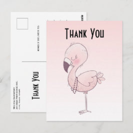 Niedlich Pink Flamingo Illustration Vielen Dank Postkarte