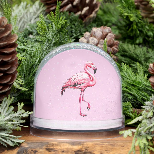 Niedlich Pink Flamingo Snow Globe Schneekugeln (Winter)