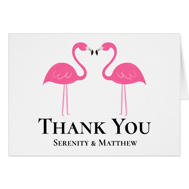 Niedlich Pink Flamingo Summer Beach Wedding Danke (Vorderseite (Horizontal))