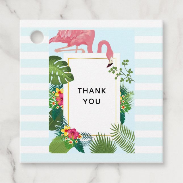 Niedlich Pink Flamingo Tropical Thema Vielen Dank Geschenkanhänger (Vorderseite)