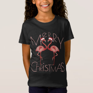 Niedlich Pink Flamingo Weihnachtsmannmütze Frohe W T-Shirt