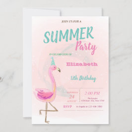Niedlich Pink Flamingos Summer Birthday Party Einladung