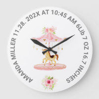 Niedlich Pink Floral Baby Geburtsdatum Pony Carous