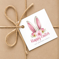 Niedlich Pink Floral Bunny Oars Happy Osterfeier