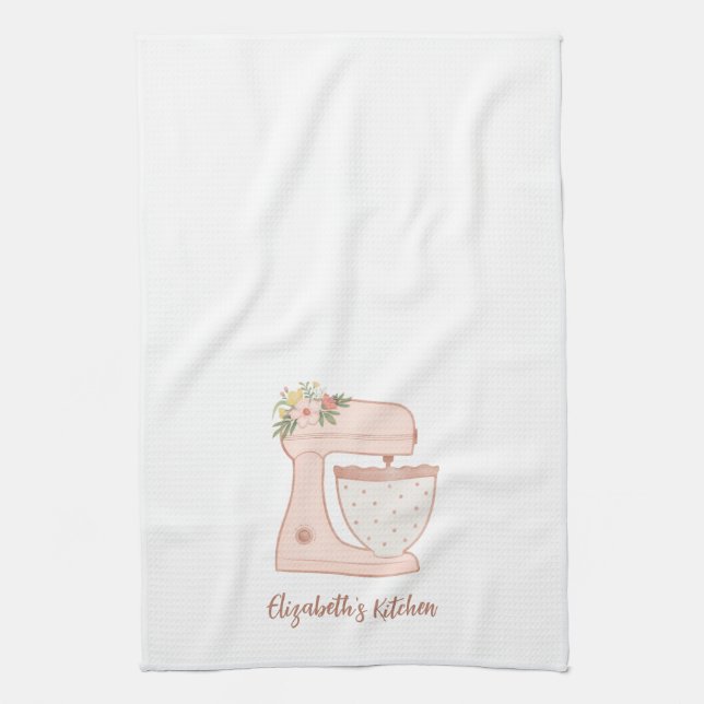Niedlich Pink Floral Cake Mixer Bäckerei Koch Geschirrtuch (Vertikal)