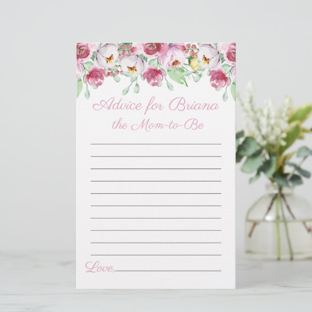 Niedlich Pink Floral Girl Babyduschenberater (Stehend Vorderseite)