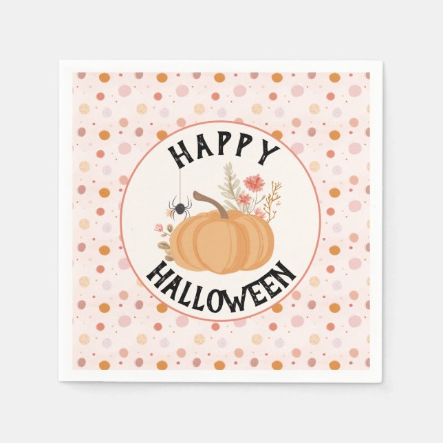 Niedlich Pink Floral Halloween Serviette (Vorderseite)