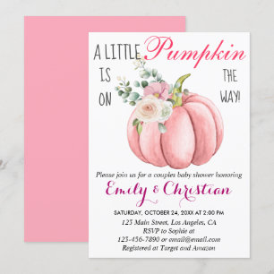 Niedlich Pink Floral Kleine Pumpkin Coupel Kinderd Einladung