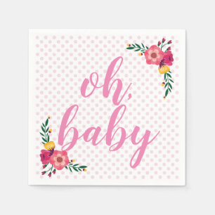 Niedlich Pink Floral Oh Baby Dusche Serviette