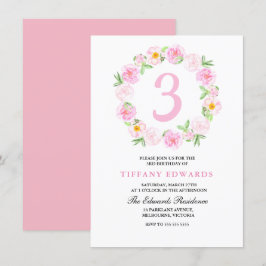 Niedlich Pink Floral Wreath Kinder zum Geburtstag  Einladung