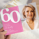 Niedlich Pink Foto 60. Geburtstagsparty Einladung<br><div class="desc">Mit diesen niedlichen Einladungen zum Geburtstag in Rosa und Weiß schaffen Sie bei Ihrem 60. Geburtstag eine bleibende Erinnerungen! Diese Einladungen mit einem großen, fetten Serif-Schriftart, der die Nummer '60', ein Foto des Geburtstagsjungen / -mädchens und eine moderne Vorlage zeigt, die leicht zu personalisieren ist, werden den Geist des Ereignisses...</div>
