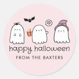 Niedlich Pink Friendly Ghosts Spooky Jahreszeit Runder Aufkleber