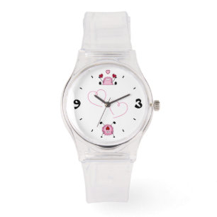 Niedlich Pink Fuzzies and Hearts Kids Sporty Watch Armbanduhr