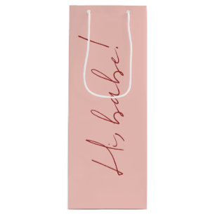 Niedlich Pink Galentine's Day Babe Red Script Mess Geschenktüte Für Weinflaschen
