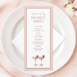 Niedlich Pink Galentine's Day Girly Chic Brunch Pa Menükarte