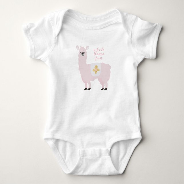 Niedlich Pink Ganzlama Fun Baby Baby Strampler (Vorderseite)
