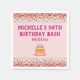 Niedlich Pink Geburtstagsparty Colorful Confetti Serviette