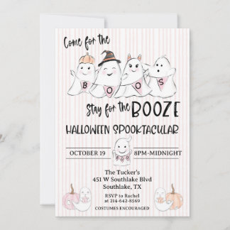 Niedlich Pink Ghost Boos Halloween-Party Einladung