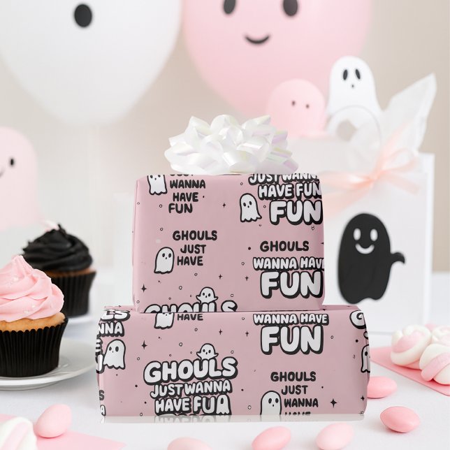 Niedlich Pink Ghost Halloween Pink Geschenkpapier (Von Creator hochgeladen)