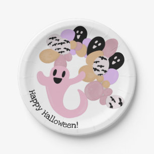 Niedlich Pink Ghost Kids Happy Halloween Pappteller