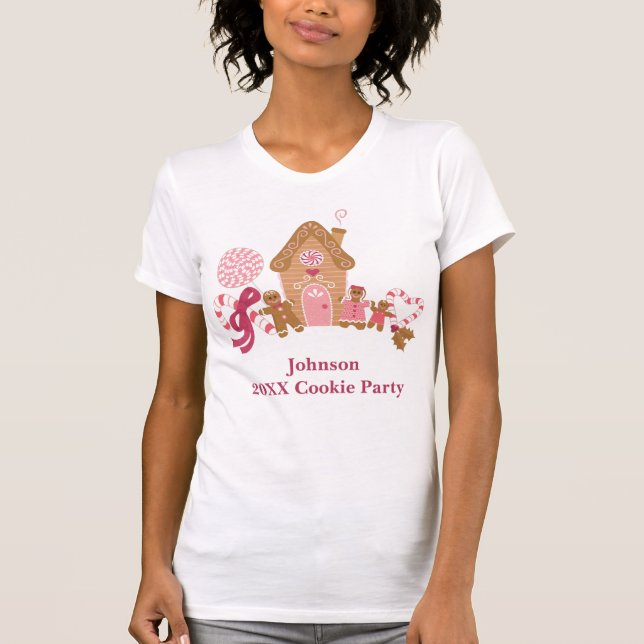 Niedlich Pink Gingerbread Candy Canes T - Shirt (Vorderseite)