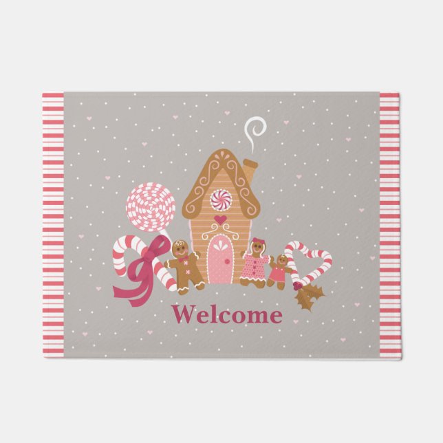 Niedlich Pink Gingerbrot Candy Door Mat Fußmatte (Vorderseite)