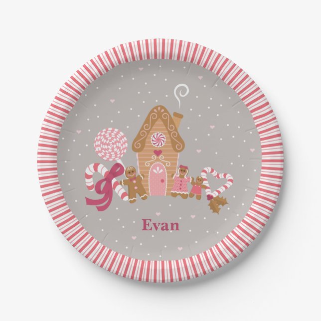 Niedlich Pink Gingerbrot Candy Paper Teller (Vorderseite)