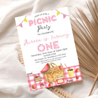 Niedlich Pink Gingham Bunting Flag Picnic 1. Gebur