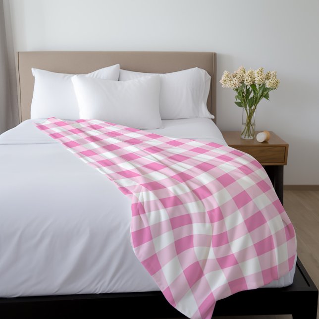 Niedlich Pink Gingham Pattern Fleecedecke (Von Creator hochgeladen)