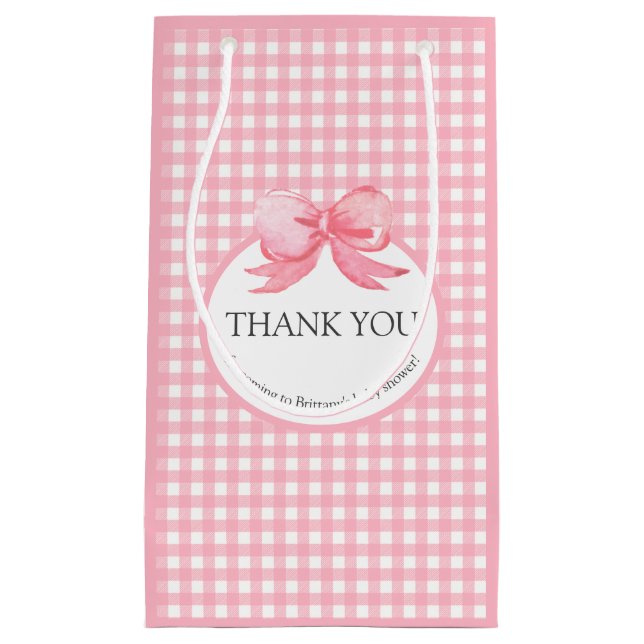 Niedlich Pink Gingham Picnic Print Vielen Dank für Kleine Geschenktüte (Vorderseite)