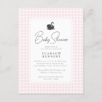 Niedlich Pink Gingham Swan Simple Baby Dusche