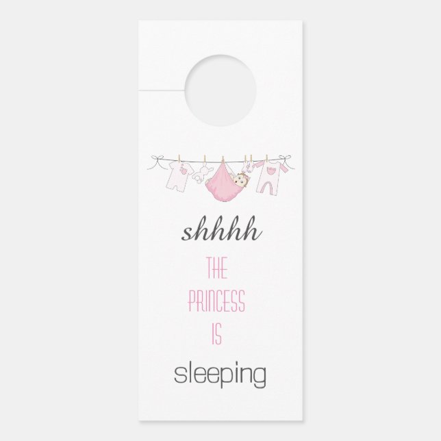 Niedlich Pink Girl Baby Schlafkleidung Türanhänger (Vorderseite)