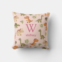 Niedlich Pink Girl Dinosaurier Monogramm Name Kind