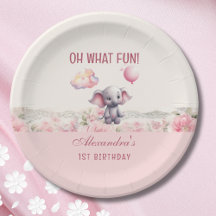 Niedlich Pink Girl Elephant 1. Geburtstag Party