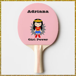 Niedlich Pink Girl Power Superhero Tischtennis Schläger